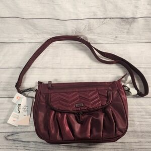 Lug Mambo Crossbody Bag Wine Red Quilted Nylon RFID Travel Handbag New